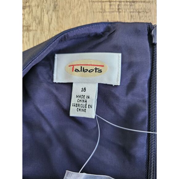 Talbots Navy Blue Beaded Satin Dress Women’s Size 16 Formal New - Picture 7 of 10